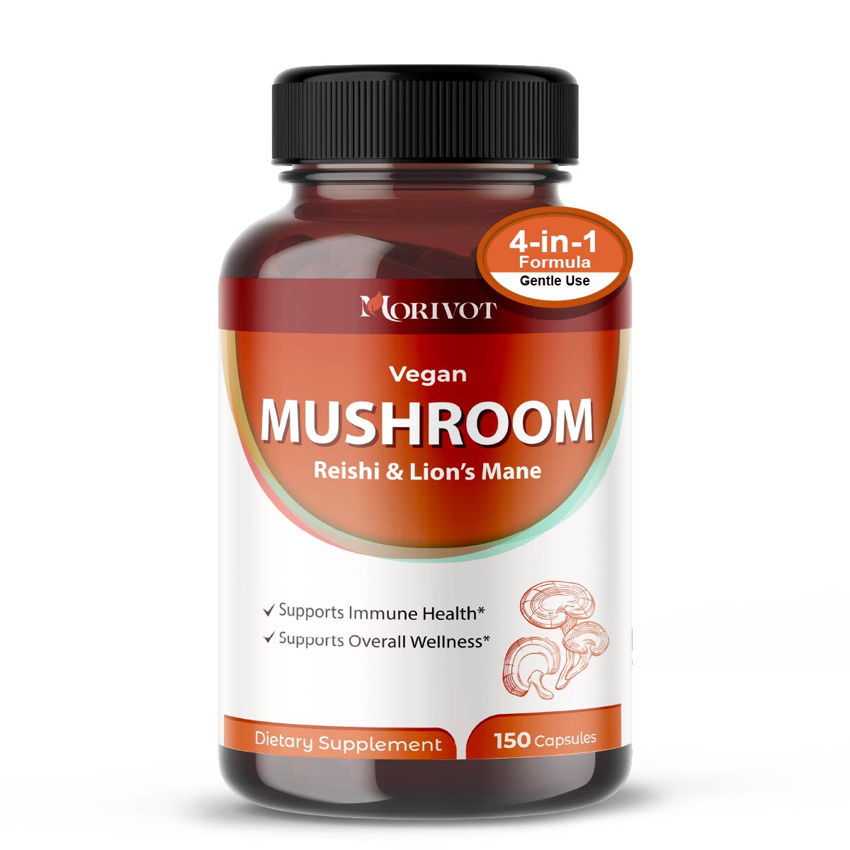 MORIVOT Mushroom Supplement - 150 Capsules