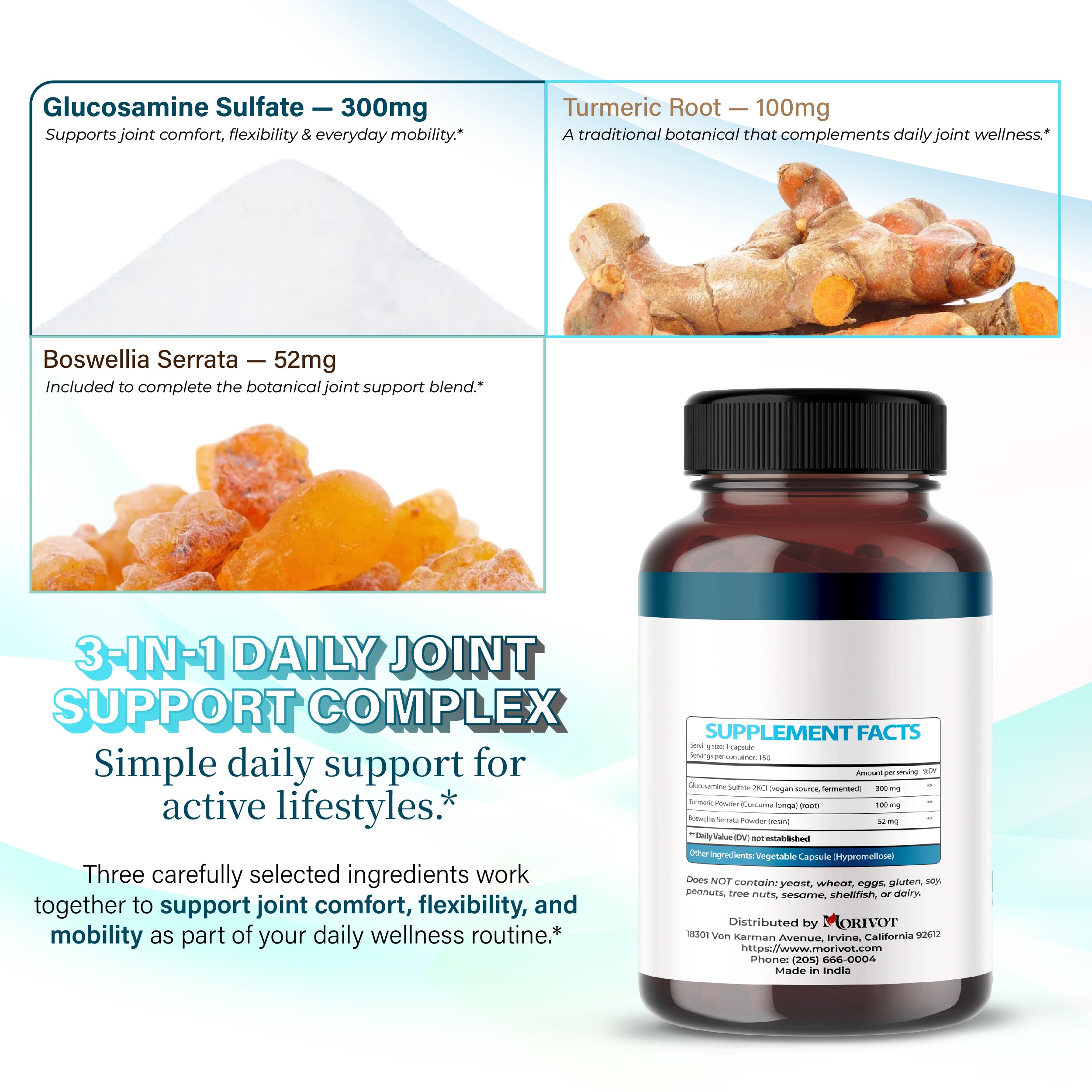 MORIVOT GlucosamineSupplement - 150 Capsules