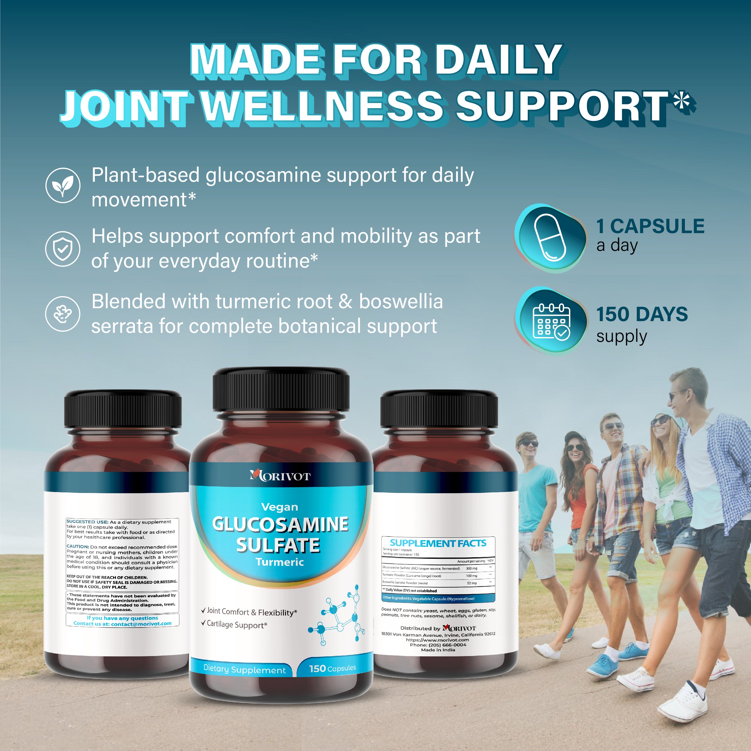 MORIVOT GlucosamineSupplement - 150 Capsules