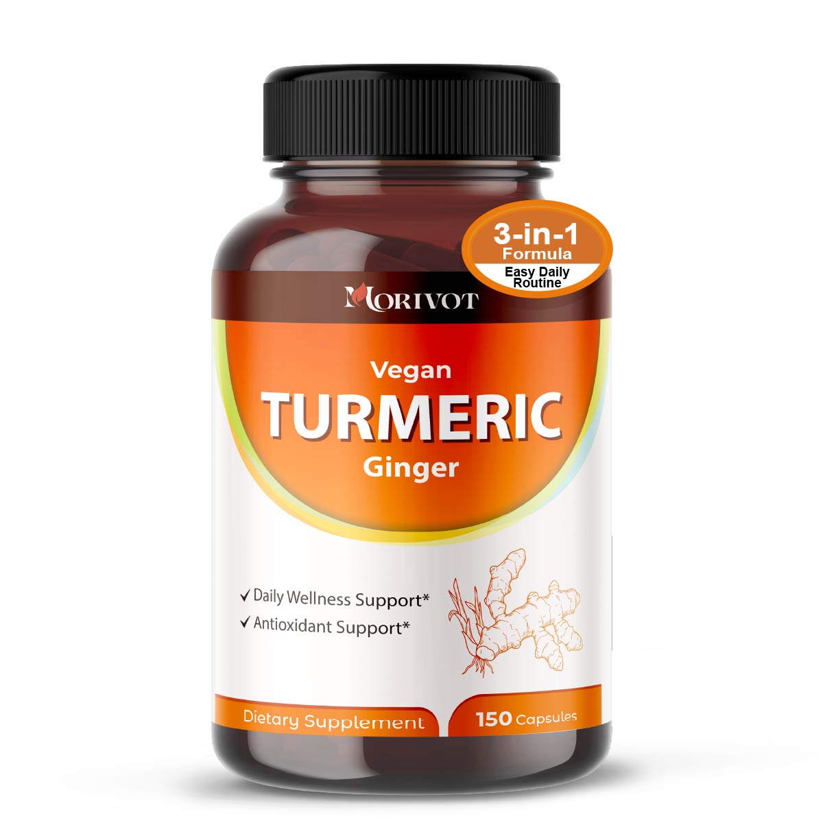 MORIVOT Turmeric Ginger Supplement - 150 Capsules