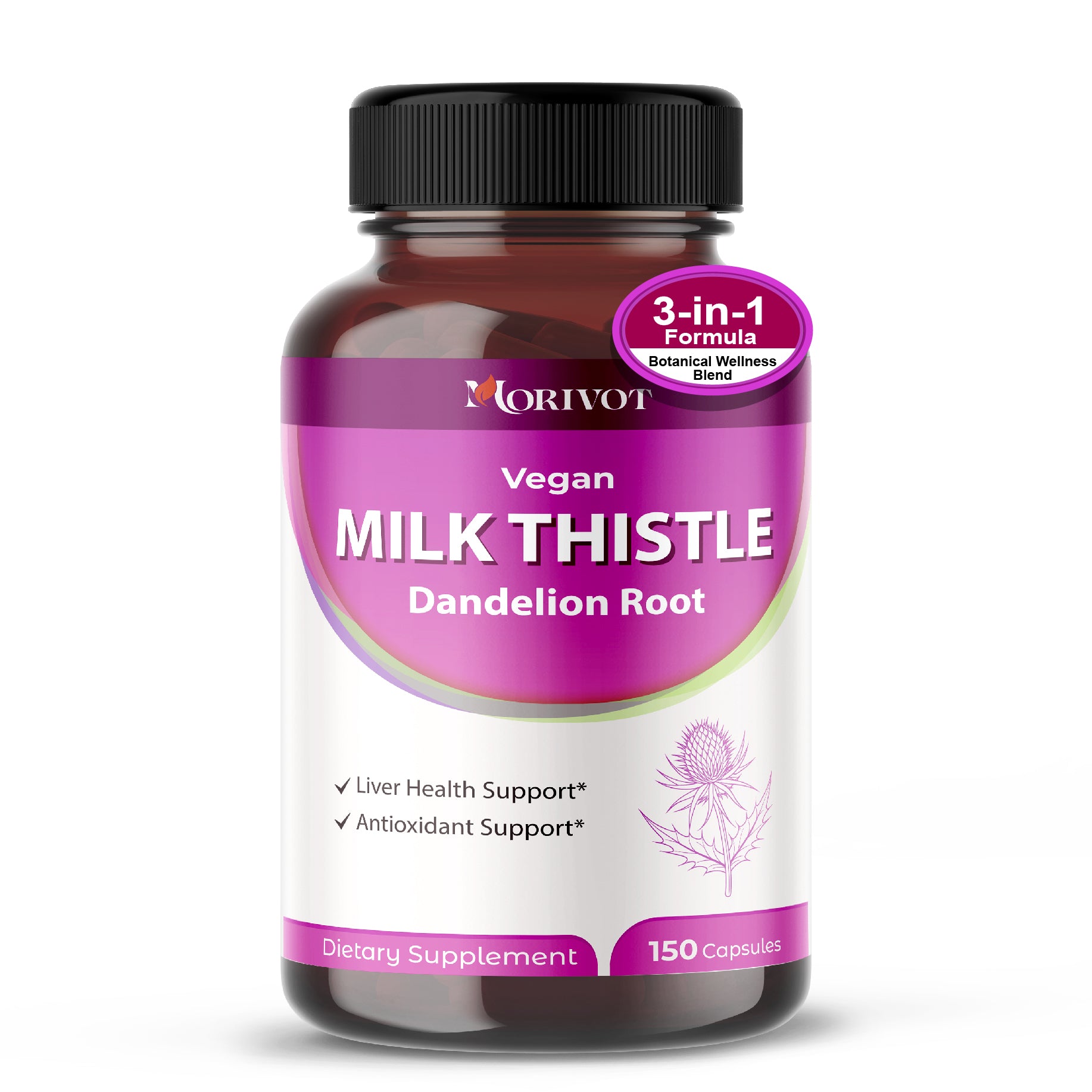 MORIVOT Milk Thistle Supplement - 150 Capsules