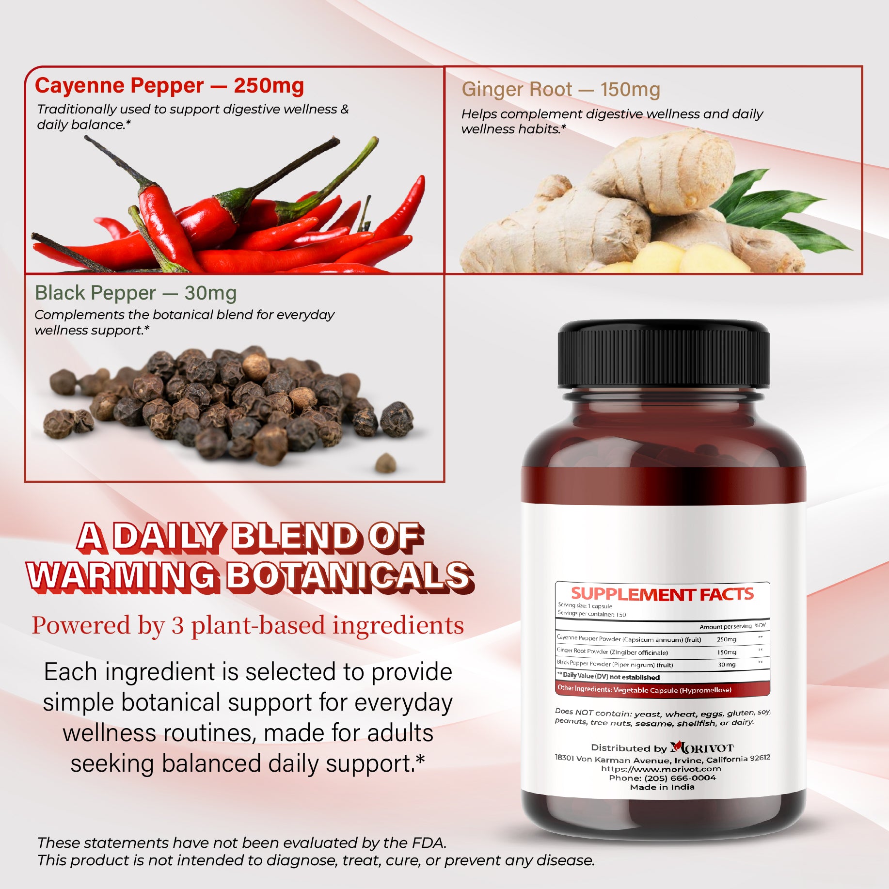 MORIVOT Cayenne Pepper Supplement - 150 Capsules