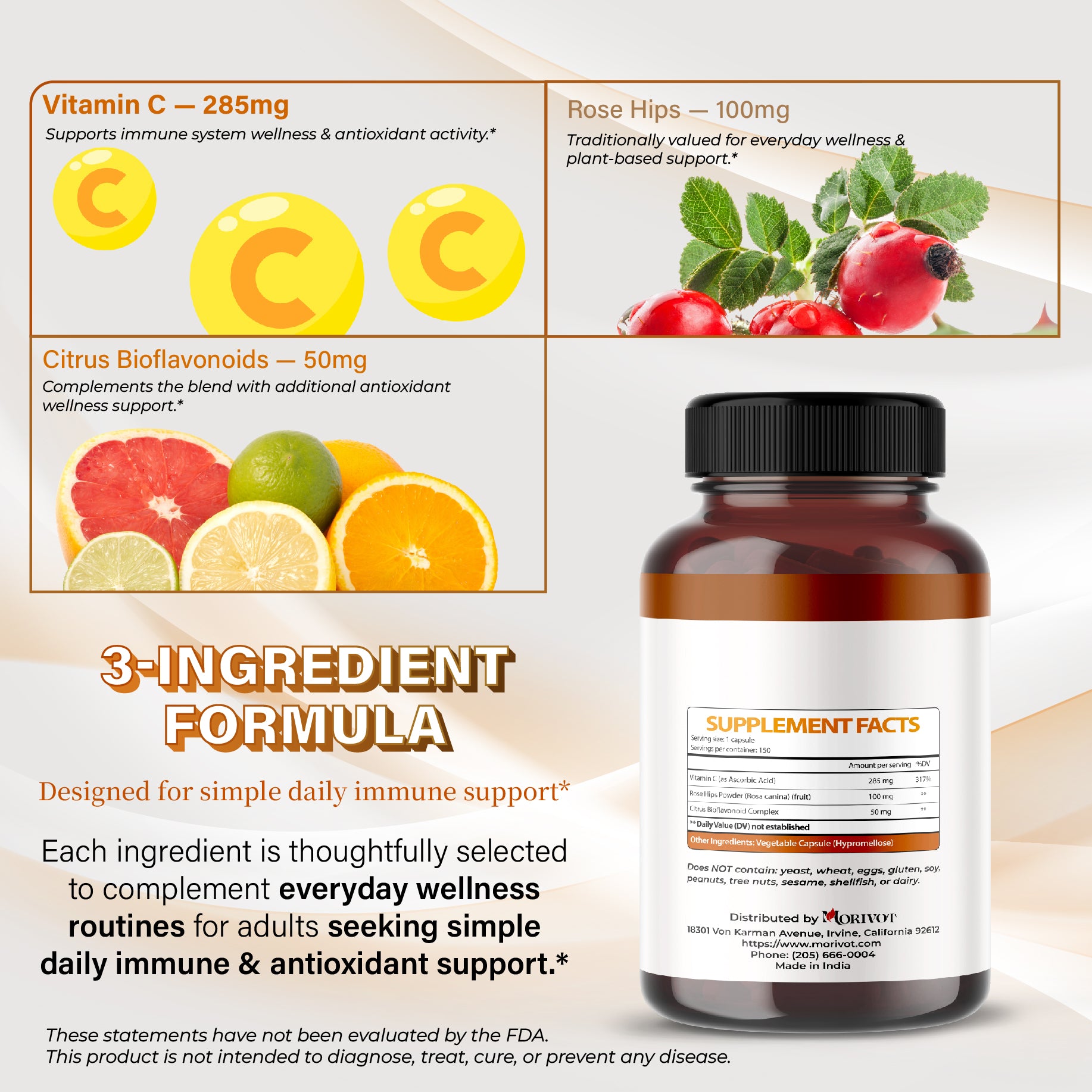 MORIVOT Vitamin C Supplement - 150 Capsules