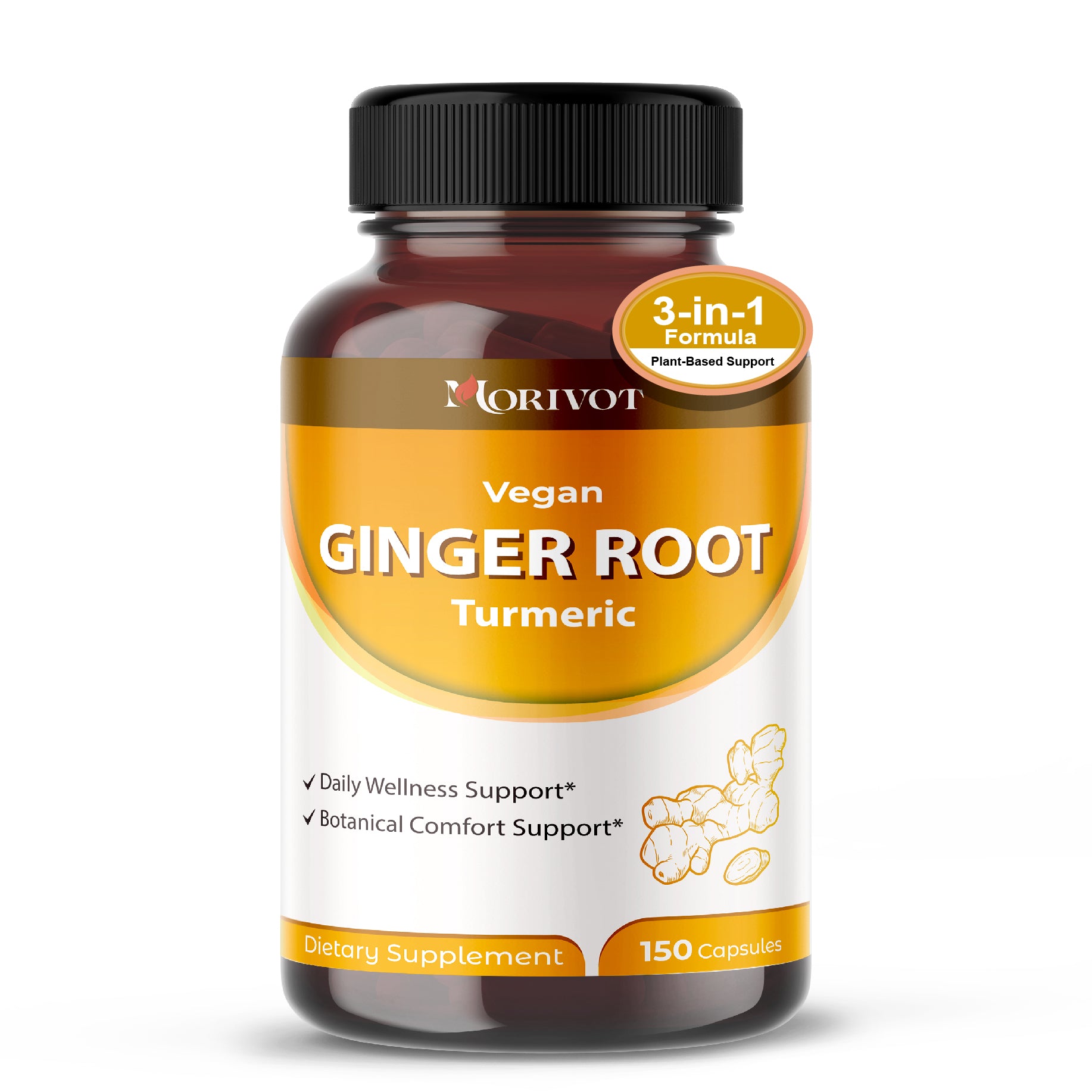 MORIVOT Ginger Root Turmeric Supplement - 150 Capsules