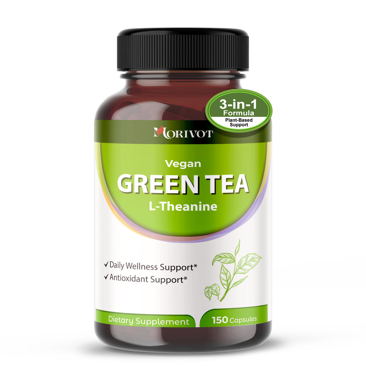 MORIVOT Green Tea L-Theanine Supplement - 150 Capsules