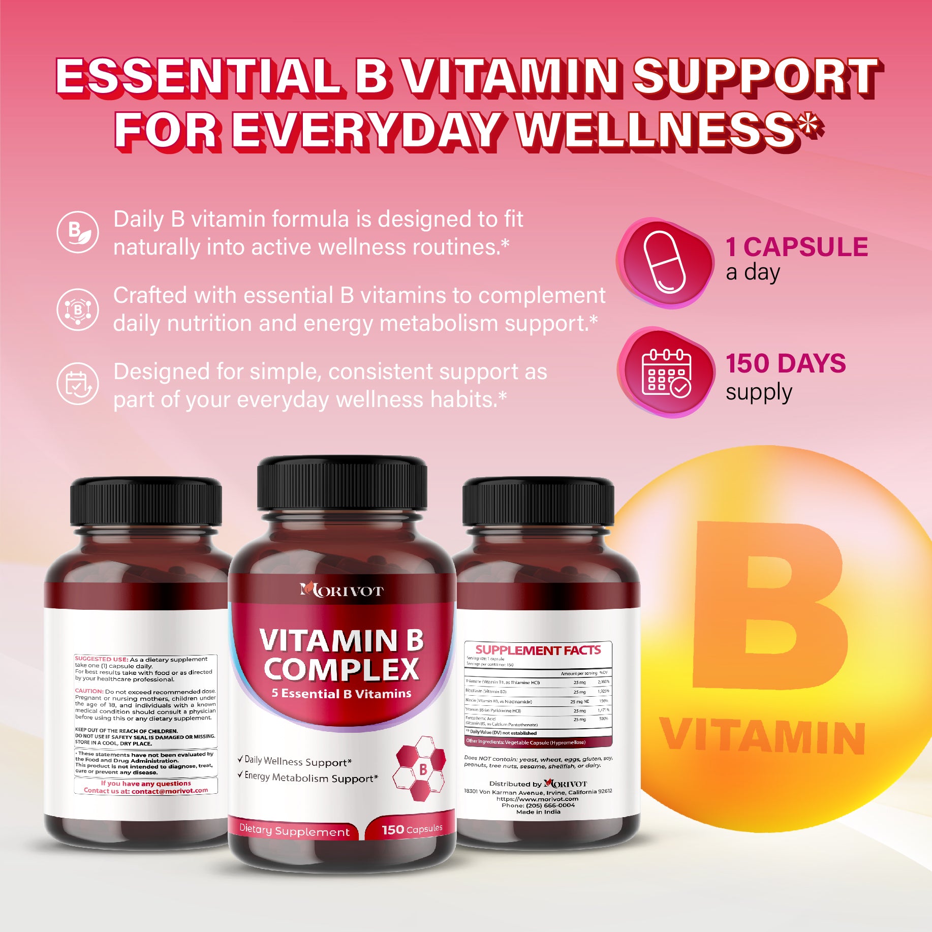 MORIVOT Vitamin B Complex - 150 Capsules